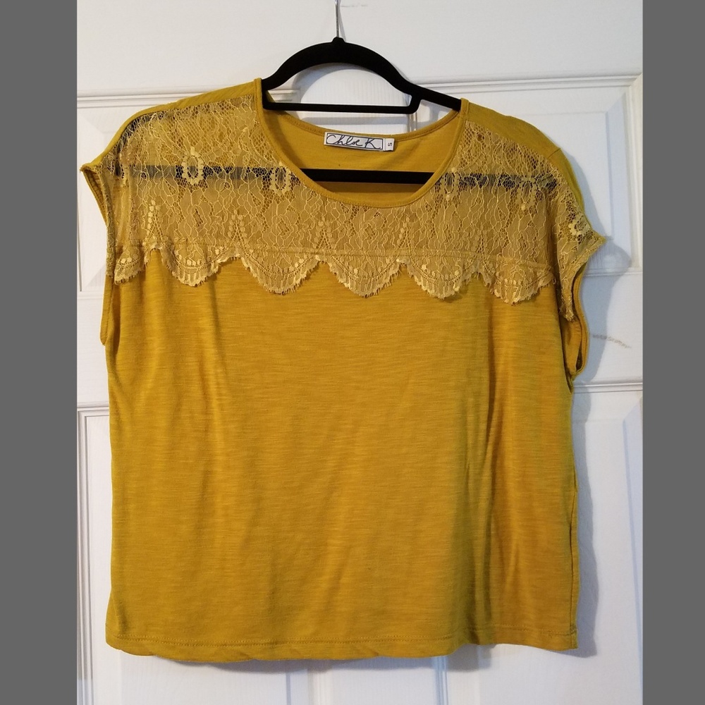 Gold Lace Crop Tee